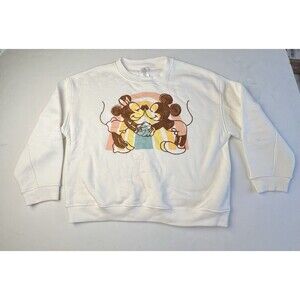 Disney Minnie And Mickey White Pullover Sweater Size Large